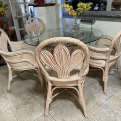Chic Rattan Glass Table And 4 Chairs Reduced To $100