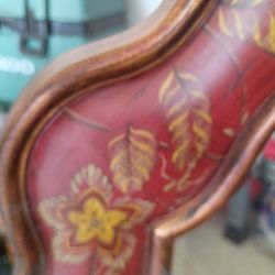 Vintage Hand Painted Red Wood Chinoiserie Mirror with Gilt Details