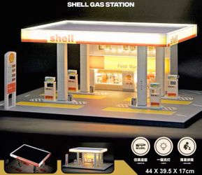 Model display 1:64 toy car gas station