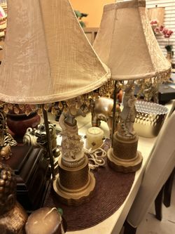 2 Antique Mini Lamps With Shades