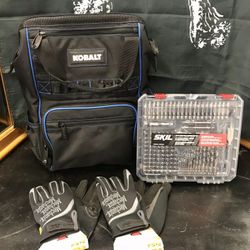 Kobalt Tool Backpack W/ Gloves & Drill Kit