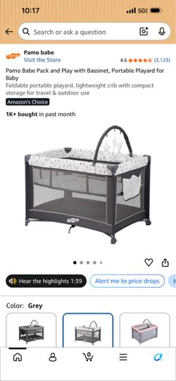Portable playard crib with bassist for baby