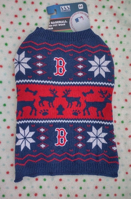 MLB Boston Red Soxs Dog Sweater Medium NWT