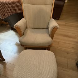 Solid Wood Rocker Glider and Ottoman 