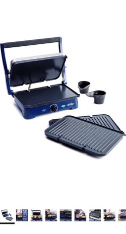Blue Diamond Ceramic Nonstick, Electric Contact Sizzle Griddle with Grill and Waffle Plates, Open Flat Design, Dishwasher Safe Removable Plates, Adjus