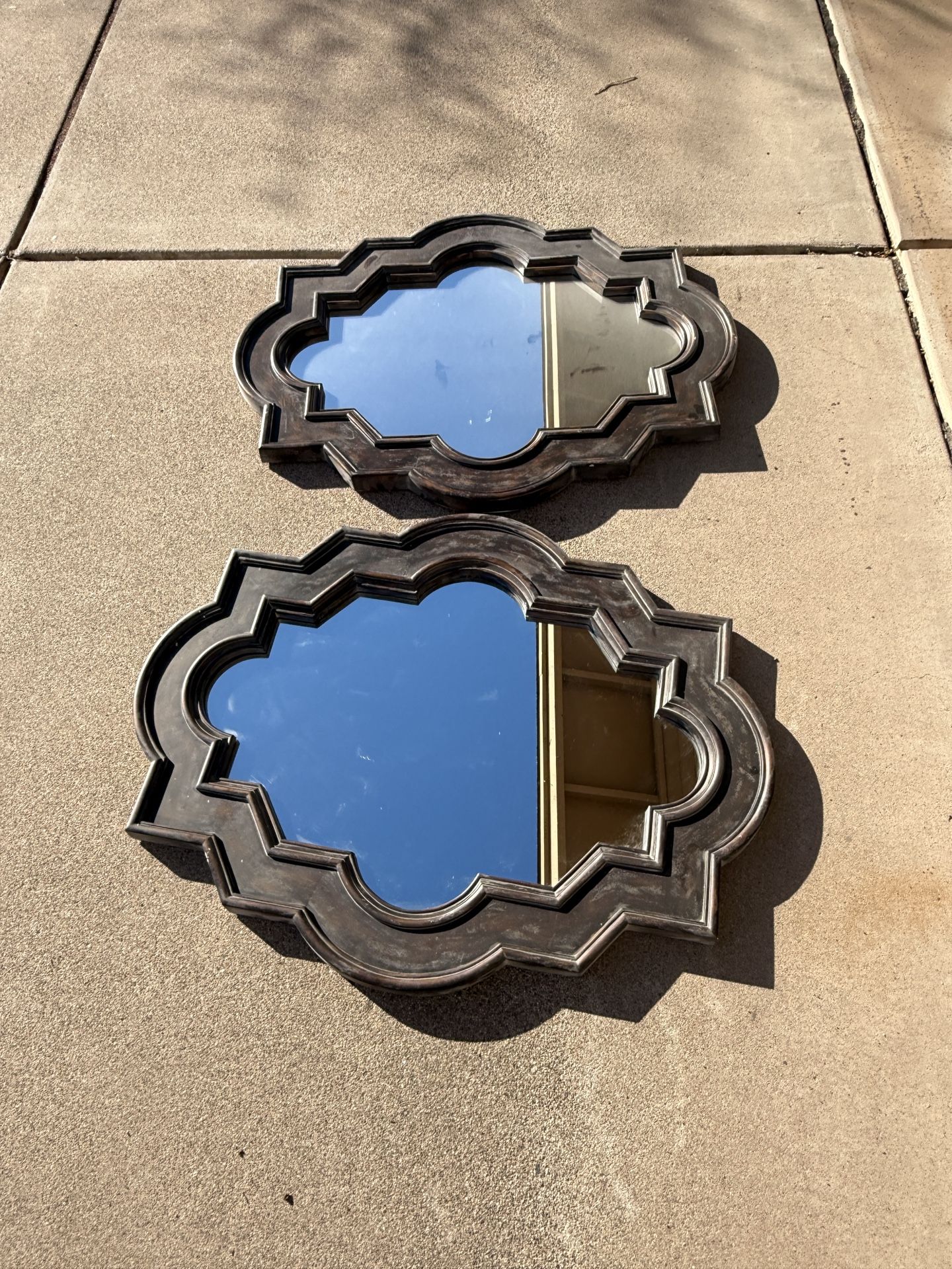 Black / Brown Twin Mirrors 35inch Tall 44inch Wide