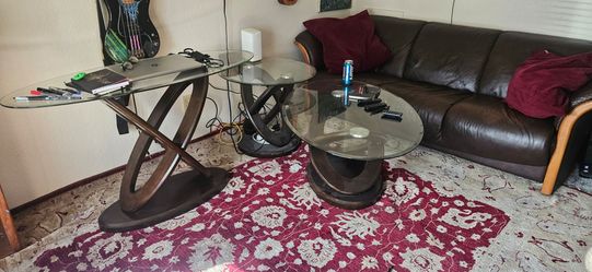 3pc matching glass table set.