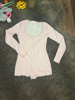 Pink Polka Dot Long Sleeve Romper F21