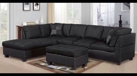 2 PCS BLACK SECTIONAL SOFA NEW IN BOX