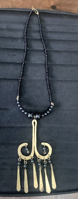 Hand Made Brass And Bead Necklace 