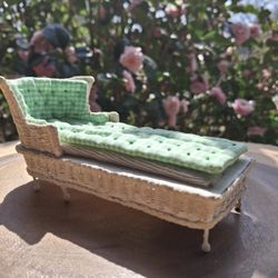 1/12 Scale Dollhouse Artisian Made Wicker Chase Lounge