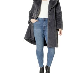 The Drop Women's Kiara Loose-Fit Long Faux Fur Coat size x-large  used once Or 