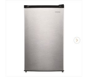 4.4 cu. ft. Mini Refrigerator in Stainless Look with 7-Door Racks, Glass Shelves, and Energy Efficiency