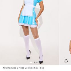 5 items Blue And White Dress, apron, white stockings, necklace, headband.  Size XS Halloween costume! Brand new 