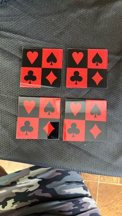 VINTAGE GLASS COASTERS WITH CLUBS.