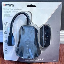 Woods Outdoor Lighting Mechanical Timer with 3-Outlet Remote Control Countdown