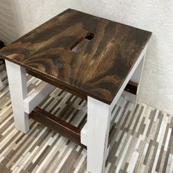 Fabulous Farmhouse Stool… Stained, Painted And Distressed.
