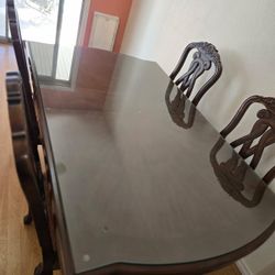 Large Roman Walnut Dining Table And Chairs