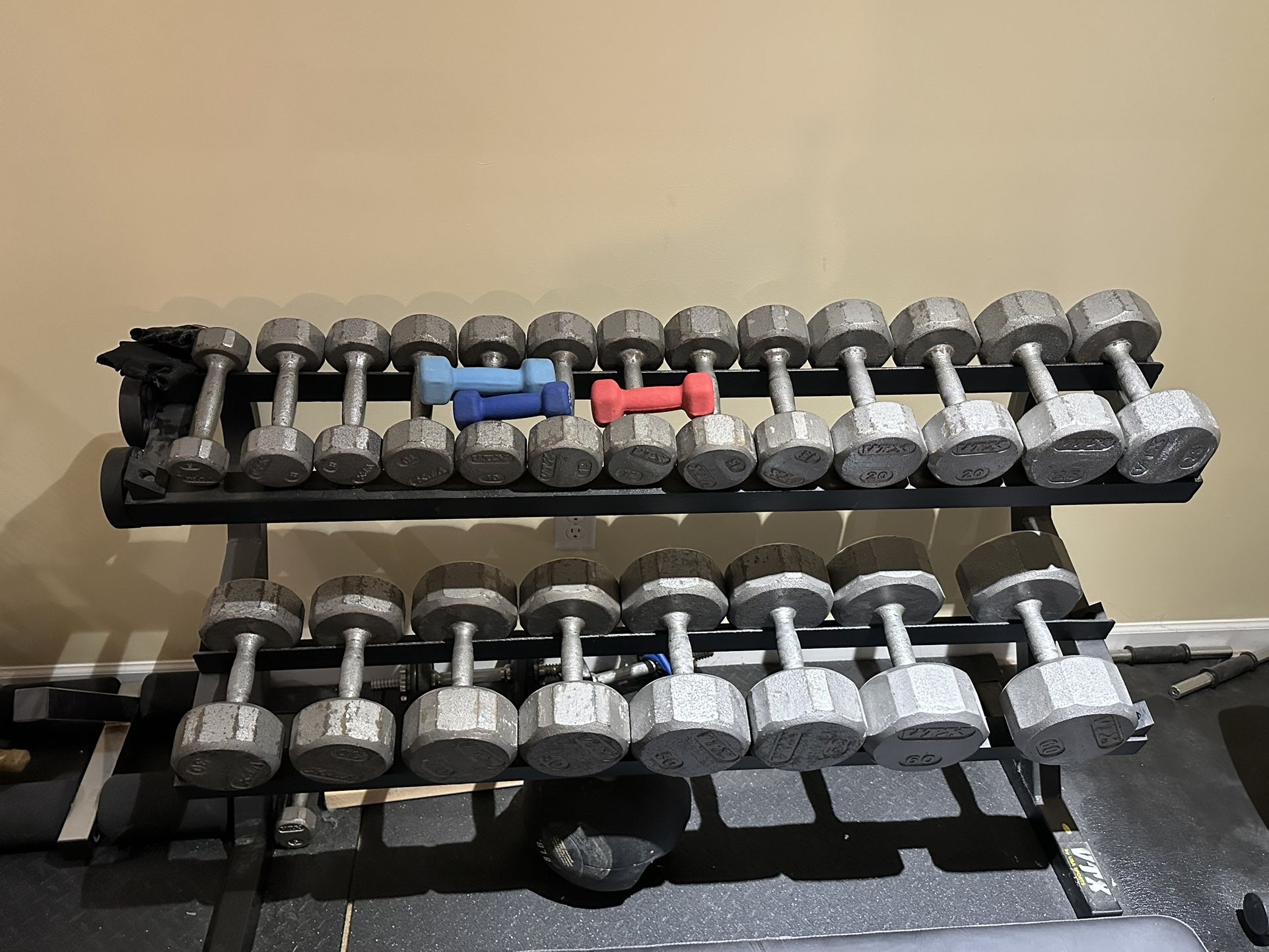 Hexagon Dumbbell Set w/Rack