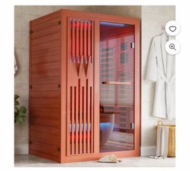 #T  1–2 Person Full Spectrum Infrared Sauna Model: YK8002-SM-RDC Size: Approx. 47.2”W × 41.3”D × 74.8”H 3-Box Complete Set • Indoor Sauna • Seat Inclu