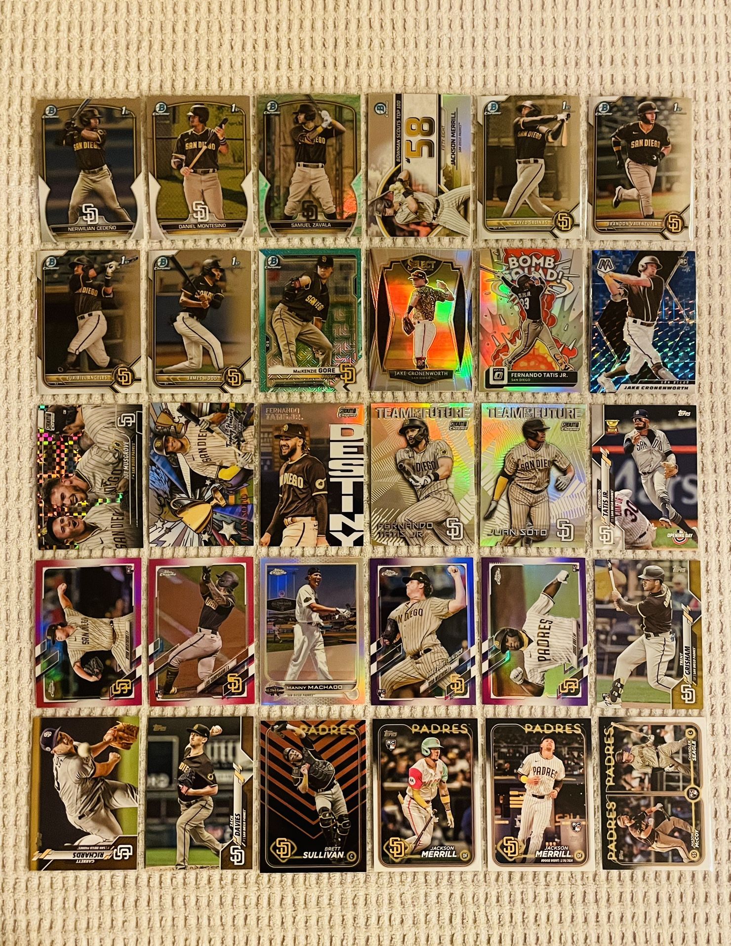 San Diego Padres 30 Card Baseball Lot! Rookies, Prospects, Refractors, Prizms, Parallels, Short Prints, Variations & More!