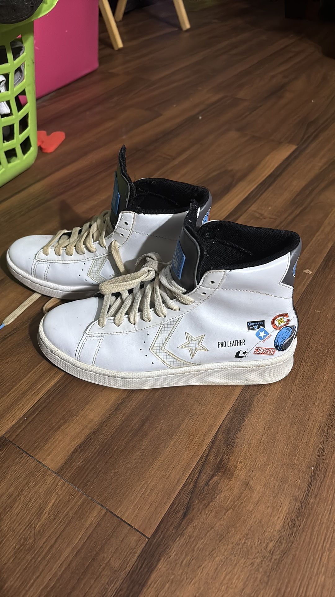 Converse Pro Leather High White Multi Skate Shoes Kids Women`s Sneakers 272446C