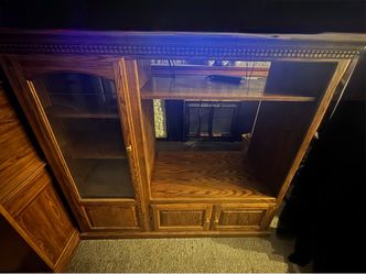 Oak Wood Entertainment Center Cabinet