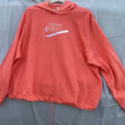 NIKE WOMENS PLUS SIZE 3X HOODED SWEATSHIRT LOGO CORAL 