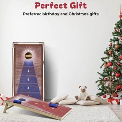 4x2FT Cornhole Game Set with 8 Bean Bags Portable Outdoor Cornhole Boards Set Perfect for Adults Fam