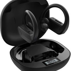 Hestom BS1 Bluetooth Earbuds, IPX7 Waterproof True Wireless Earbuds, LED Display 32H Playtime Headphones with Wireless Charging Case and mic for iPhon