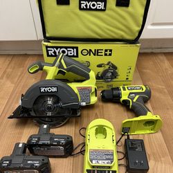 RYOBI ONE+ 18V Cordless 2-Tool Combo Kit with Drill/Driver, Circular Saw, (2) 1.5 Ah Batteries, and Charger