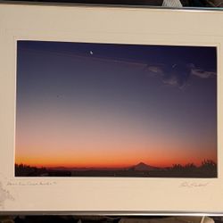 Vintage Signed,Matted And Framed Sunset Photo 