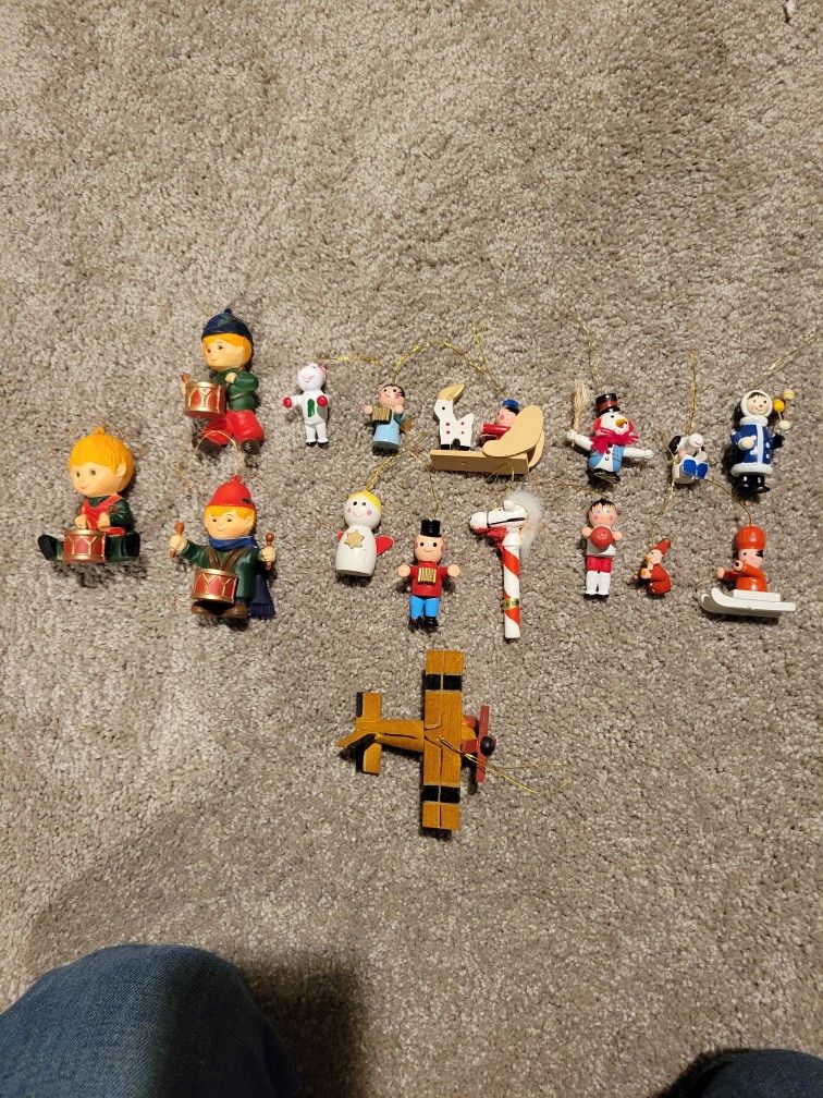 Hand painted Christmas Wooden Ornaments - Lil Drummer Boys - Russ Wooden Plane