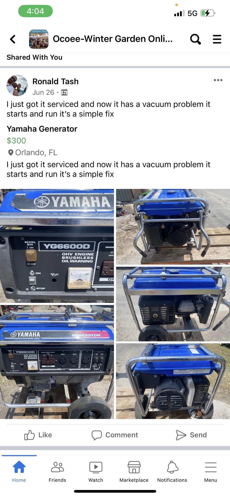 Yamaha 6600 Watt Commercial Generator