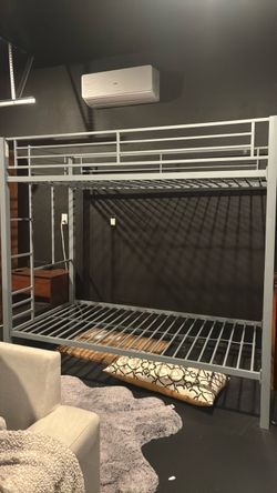Silver Metal Twin Bunk Bed Frame