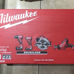 Milwaukee 3693-24CX M18 4-Tool Combo Kit With Batteries & Charger New In Box
