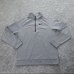 Nike Sweater Mens XL Gray Black Swoosh Drifit Pullover Zip Sweatshirt Athletic