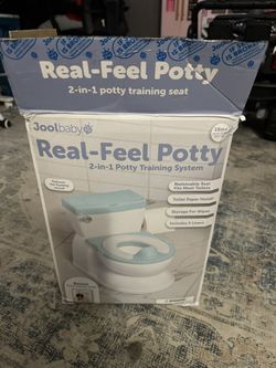 Real Feel 2-in-1 Potty with Wipes Storage, Flushing Sounds & Disposable Liners - Realistic Toilet - Easy to Clean & Assemble - Jool Baby (Aqua)