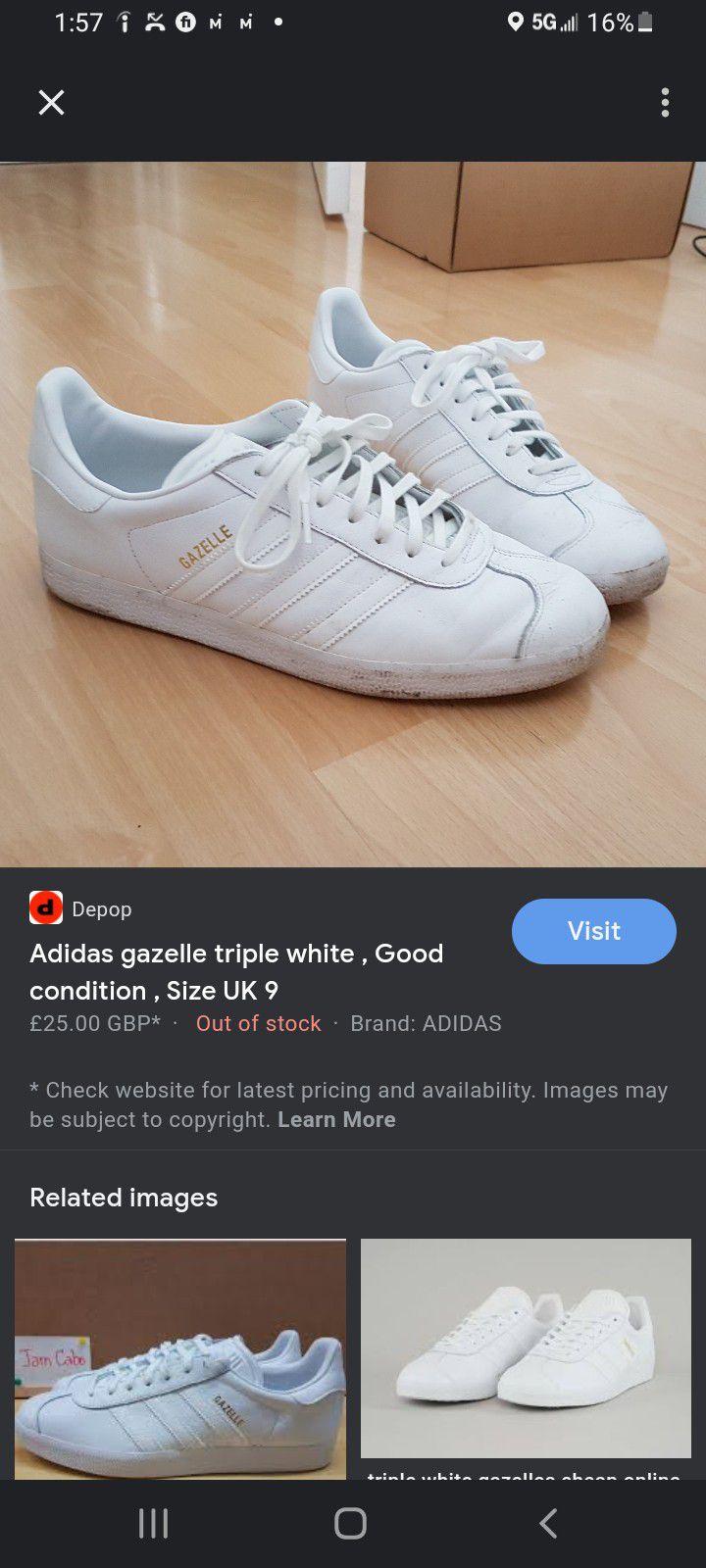 Adidas Gazelle Triple White