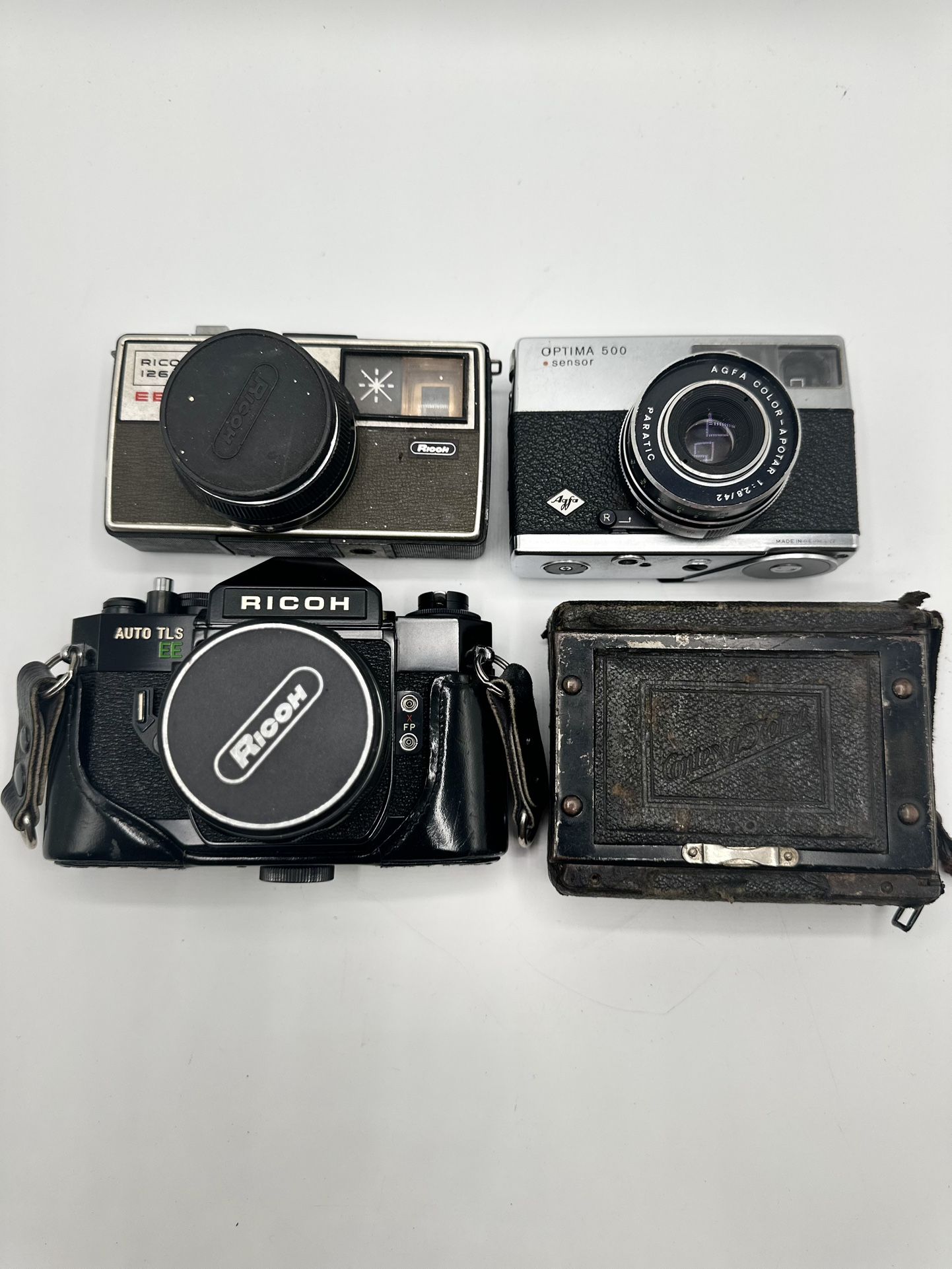 Lot of 4 Vintage Cameras – Ricoh, Agfa, Antique Camera