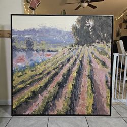 Very Large 49" X 49" Gallery Wrapped Impressionist Vineyard Artwork