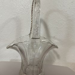 Floral Etched Elegant Crystal Basket