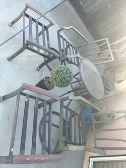 Metal Patio Chairs and Ottomons