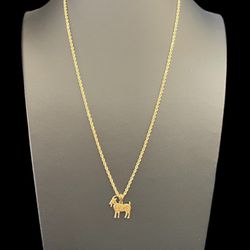 22” 10K Yellow Gold Diamond Cut Rope With 10k Goat Pendant 