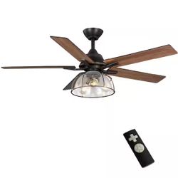Casun 52 in. LED Indoor Aged Iron Ceiling Fan with Remote Control and Light Kit.
