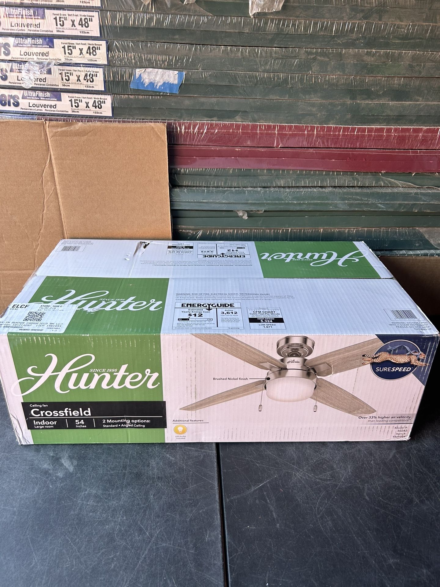 Hunter Crossfield 54-in Brushed Nickel LED indoor Ceiling Fan With Light