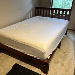 Full Size Bed Frame + Mattress + Mattress Cover 