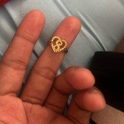 Gold 14k Heart S Letter Ring 