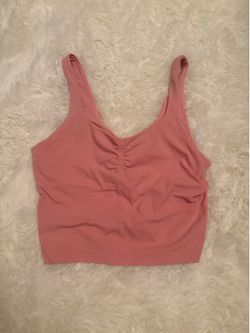 Lululemon Women’s Pink Sports Bra Bundle (x2) — One Lululemon Align bra + one padded v-neck bra, both in dusty rose/mauve. Excellent condition.