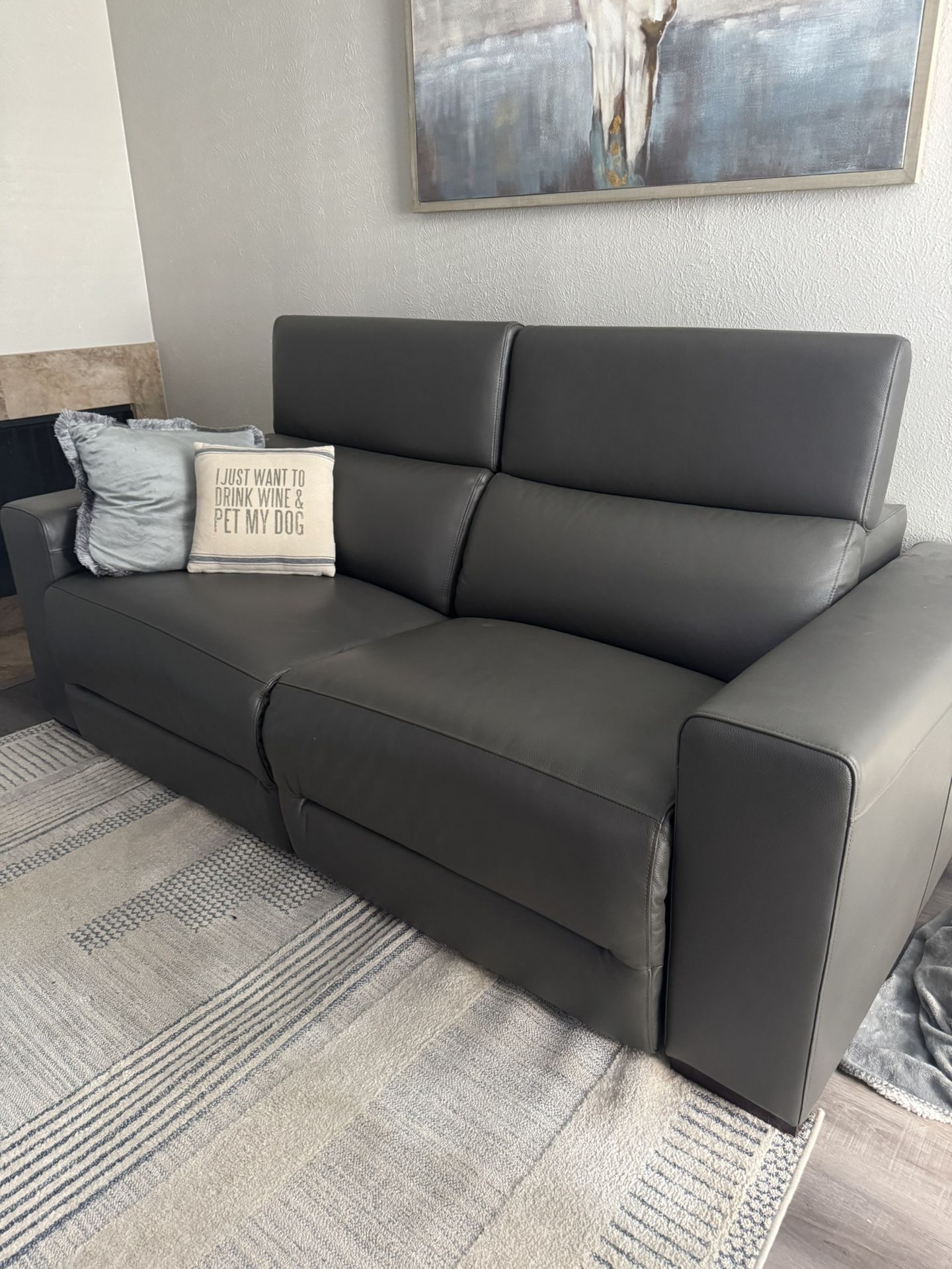 Dark grey Leather Recliner Sofa 